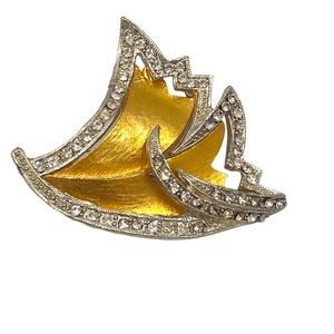 Vintage Gold/Silver Tone With Crystal Brooch